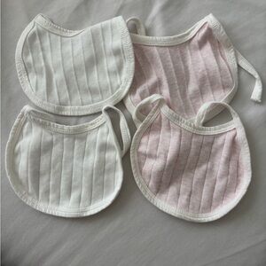Soft Cotton Baby Bib Set - White and Pink